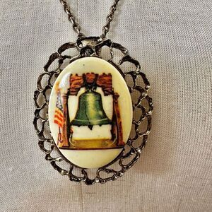 Liberty Bell Patriotic American Pendant/brooch  Necklace